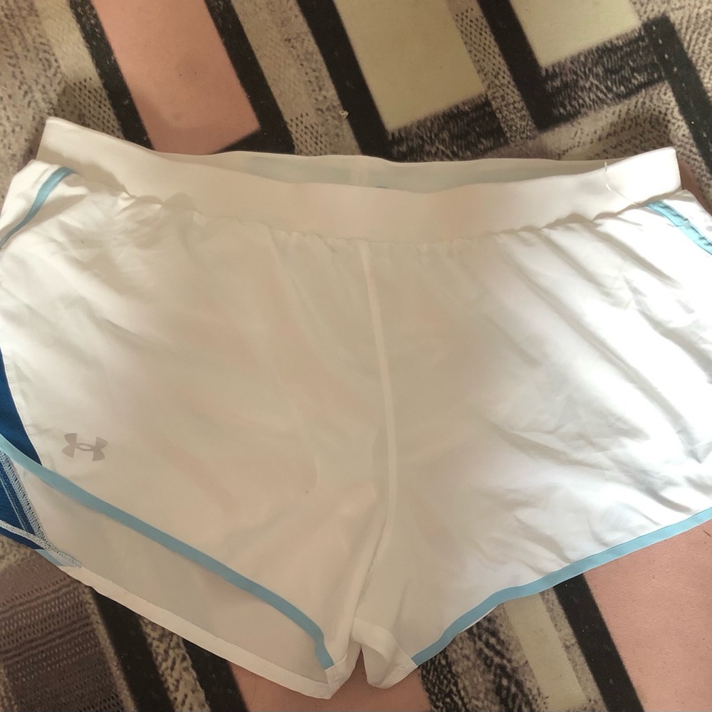Under Armour Women's Athletic Shorts in White and Blue